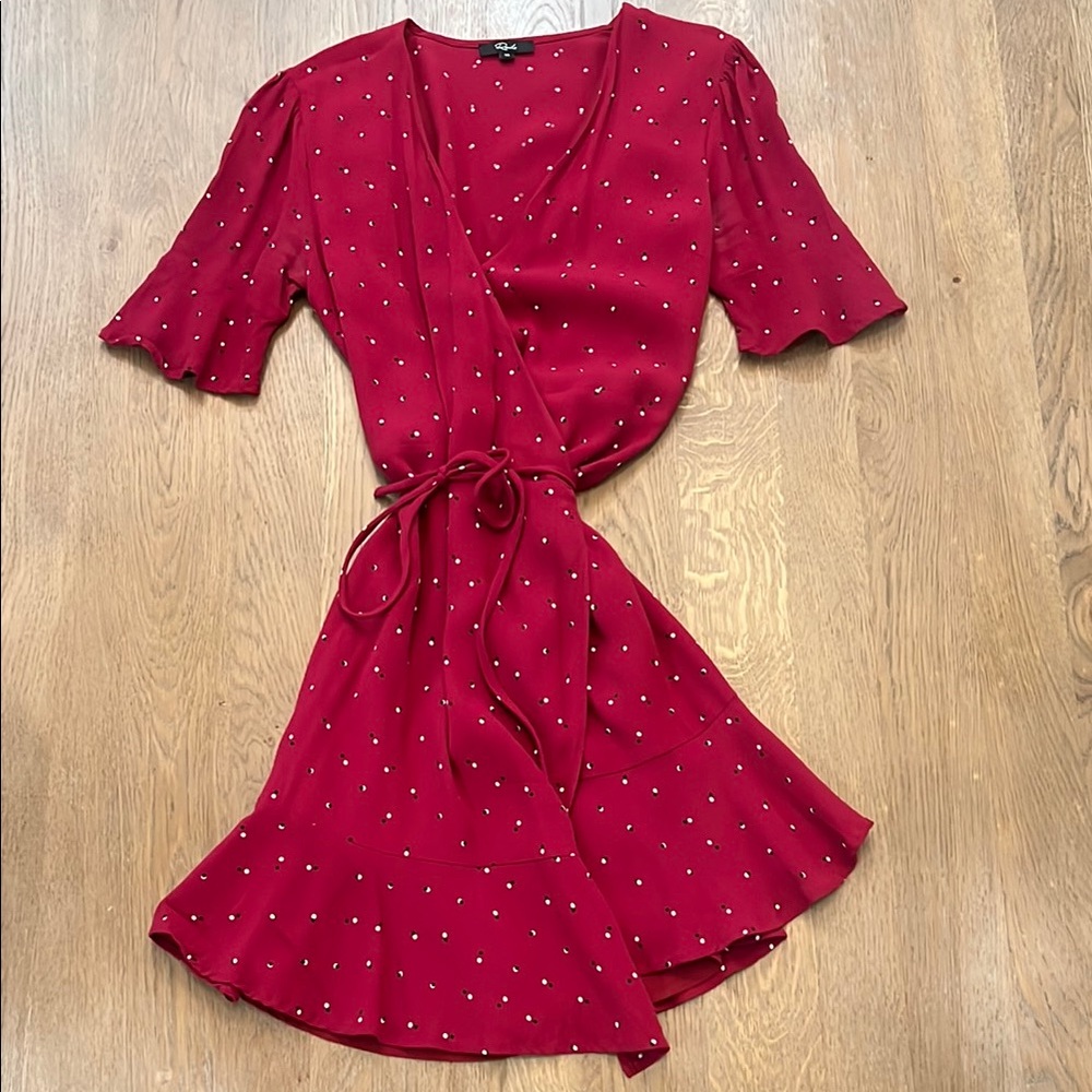 Rails Chic Red Polka Dot Wrap Dress, XS